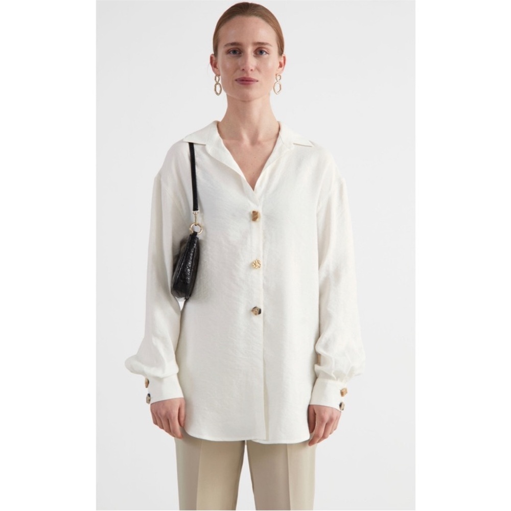 Other Stories Unique Button-Up Blouse
